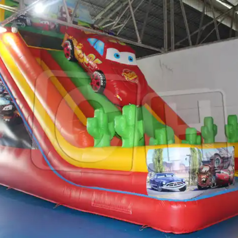 CH Factory Price Inflatable Bouncer Cars Dual Lane Slides Slip Outside Kids Playground Square