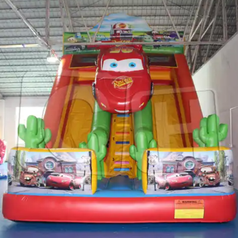 CH Factory Price Inflatable Bouncer Cars Dual Lane Slides Slip Outside Kids Playground Square