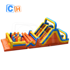 CH Crazy Outdoor Obstacle Course With Dry Slide Challenging Inflatable Sport Game Party Jumping Bouncy Slide Obstacle Course