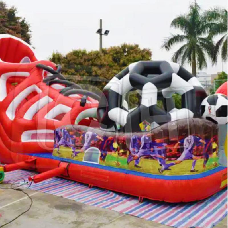 CH Commercial Inflatable Football Fun Factory Fun City Amusement Park Bouncy Jumping With Slide For Outdoor Play Ground