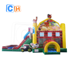 CH Car Theme Commercial Inflatable Bounce House Slide With Swimming Pool Inflatable Wet Slide Combo Castle For Sale