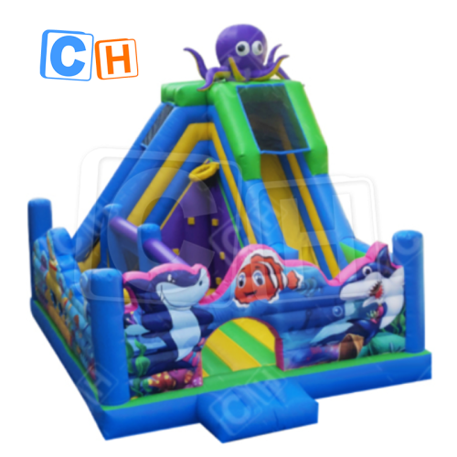 CH Latest Design Inflatable Castle Slide New Craft Purple Octopus Underwater World Inflatable Fun City