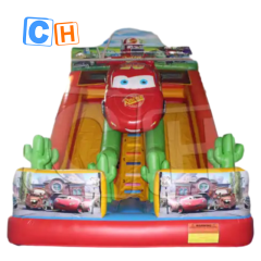CH Factory Price Inflatable Bouncer Cars Dual Lane Slides Slip Outside Kids Playground Square