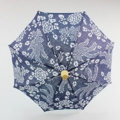 Feito à mão terra pano azul impresso pano guarda-chuva (alça reta) desempenho guarda-chuva fotografia adereços Guarda-chuva nacional, vento artesanal