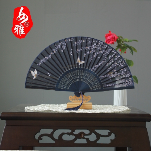 Victorian style, retro court lace fan, high-end gift fan, silk luxury black folding fan, super exquisite double-layer lace fan Japanese folding fan Ba
