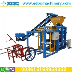 QT4-24 concrete brick making machine price, hollow block machine stacker