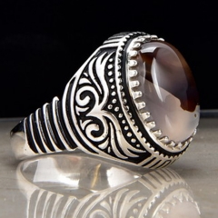 Fashion mens black onyx oxidised plated jewellery rings in silver or copper design