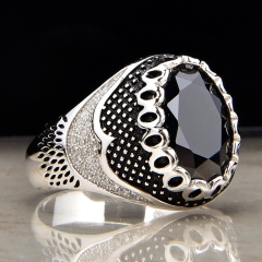 New Design classic natural stone silver ring wholesale hot sale simple latest zircon colored stone ring design
