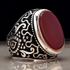 Quartz Enamel Stone and Rings Jewelry Type 925 Sterling Silver Ring For Man