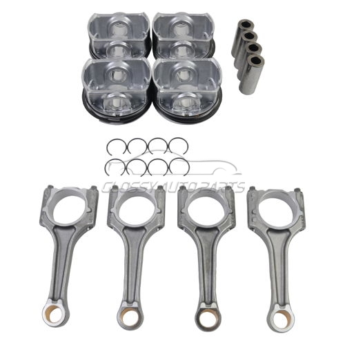 Glossy Pistons & Rings Set and Connecting rod For GTI A4 A5 2.0 TSI 21mm 06J198401B 06J198401D 06H107065AM