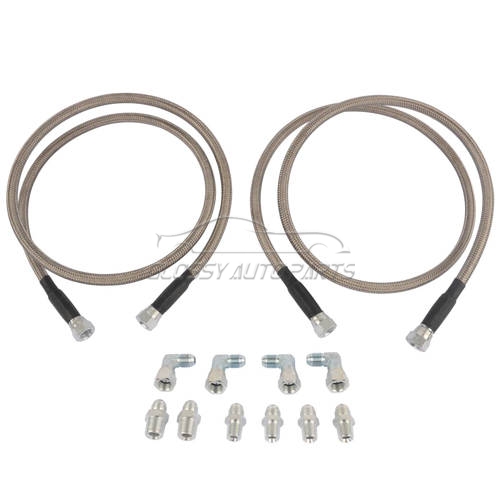SS Braided Transmission Cooler Hose Lines Fittings TH350 700R4 TH400 52" Length 10 connectors