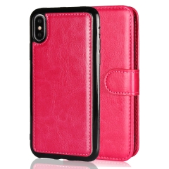 2 in 1 Magnetic Wallet Leather Case For iPhone X
