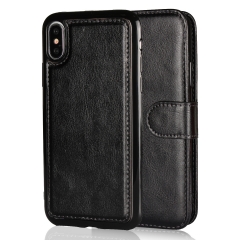 2 in 1 Magnetic Wallet Leather Case For iPhone X