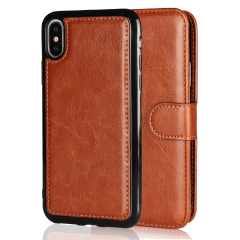 2 in 1 Magnetic Wallet Leather Case For iPhone X