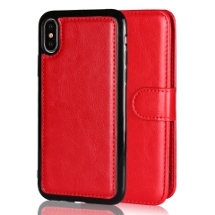 2 in 1 Magnetic Wallet Leather Case For iPhone X