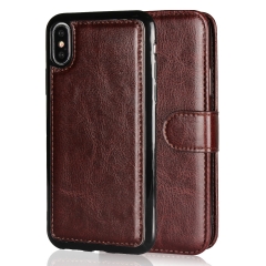 2 in 1 Magnetic Wallet Leather Case For iPhone X