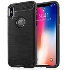 Carbon Fibre Slim TPU Gel Cover Phone Case for Samsung and iPhone X