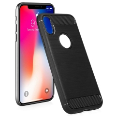 Carbon Fibre Slim TPU Gel Cover Phone Case for Samsung and iPhone X