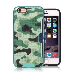 Camouflage Painted Grid Pattern Card Slot Hybrid Case