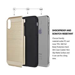 2 in 1 Metal Brushed Pattern Hybrid Phone Case