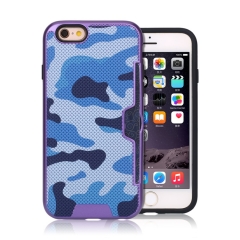 Camouflage Painted Grid Pattern Card Slot Hybrid Case