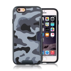 Camouflage Painted Grid Pattern Card Slot Hybrid Case