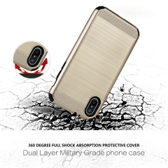 2 in 1 Metal Brushed Pattern Hybrid Phone Case