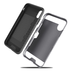 Brushed Metal Pattern Card Slot Hybrid Phone Case