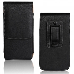 Cowskin PU Leather Flip Waist Phone Bag with Card Slots