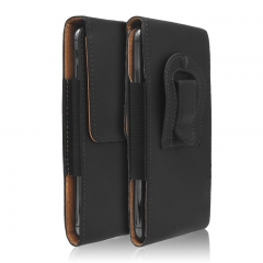 Cowskin PU Leather Flip Waist Phone Bag with Card Slots