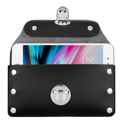 Retro PU Leather Waist Phone Pouch With Nail