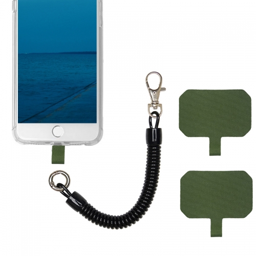 Amazon hot Universal phone lanyard mobile phone pendant rope with patch elastic keychain carabiner Telephone Wire spring rope
