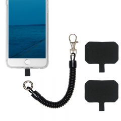 Amazon hot Universal phone lanyard mobile phone pendant rope with patch elastic keychain carabiner Telephone Wire spring rope