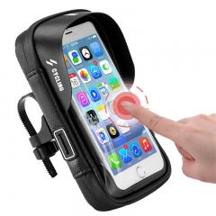 Universal Waterproof Bike Phone Frame Bag for Handlebar with Transparent Touch Screen Cycling Bike Bag for iphone 12
