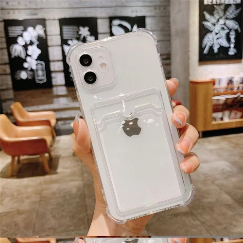 Transparent TPU Case with Card Holder Soft TPU Shockproof Bumper Cover for iPhone 12 Pro Max Clear Wallet case