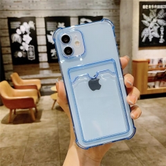 Transparent TPU Case with Card Holder Soft TPU Shockproof Bumper Cover for iPhone 12 Pro Max Clear Wallet case