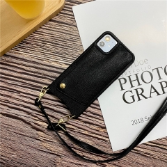 Carcasa cuero con bolsillo y strap correa cuello hombro celular for iphone Lanyard Neck Strap Necklace Leather phone wallet cover