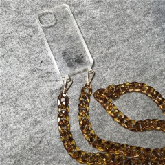 Factory for Samsung Galaxy S20 Clear Case with Leopard Acrylic Beads Chain Transparent Acrylic TPU Cover Phone Case Chain