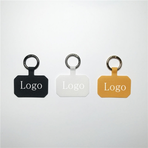 Customized logo Universal rope card with hook ring universal phone lanyard holder hanging patch tab card with carabiner