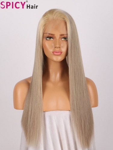 Spicyhair remy human hair grey golden straight full lace wig ash blonde