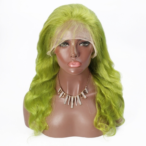 Spicyhair  discount human hair Green bodywave lace front wig