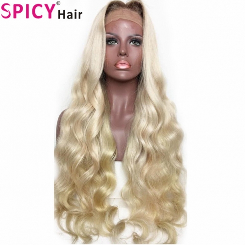 Spicyhair good looking dark root grey color bodywave lace front wig