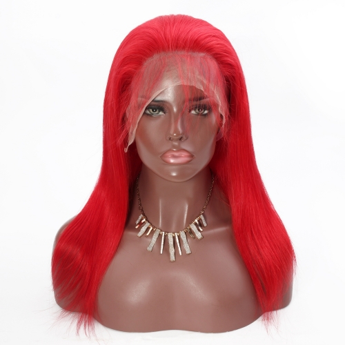 Spicyhair  good cheap Red color human hair Straight lace front wig hd lace wig