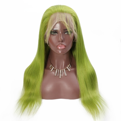 Spicyhair good looking color human wigs green Straight lace front wig