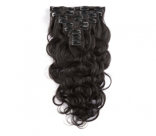 100%  Good Quality Virgin human bodywave clip-in hair extensions.