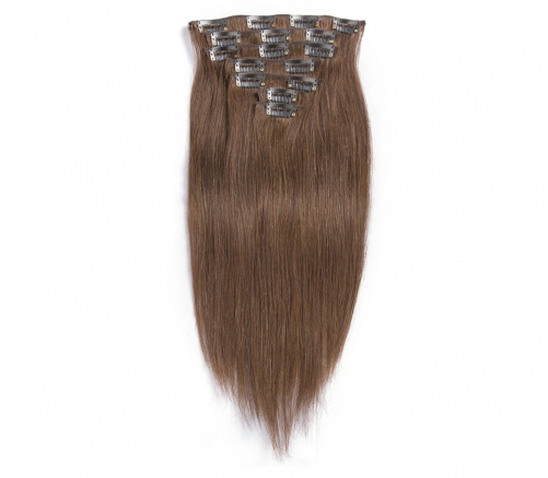 100%  cheap&nice #4 color human straight clip-in hair extensions.