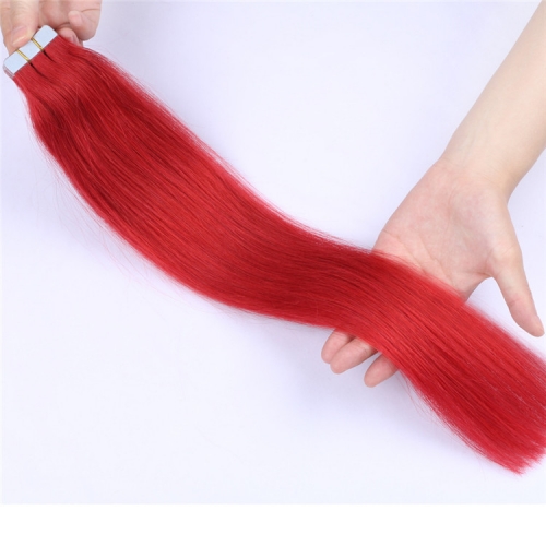 Spicyhair Top Quality red color human hair Tape in hair extension