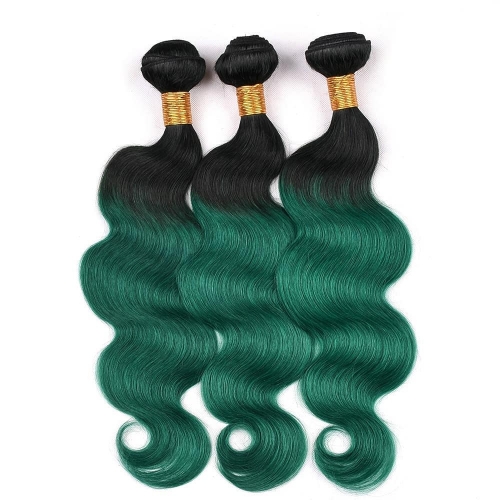 Spicyhair 100% Nice Looking dark root green Bodywave human hair one Bundle