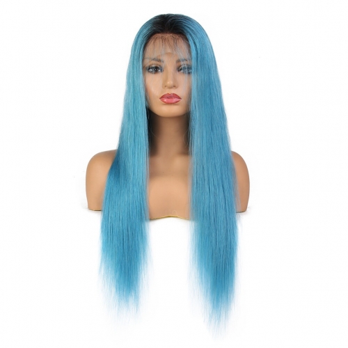 Spicyhair  Best Quality color wig for sale dark root Blue Straight full lace wig