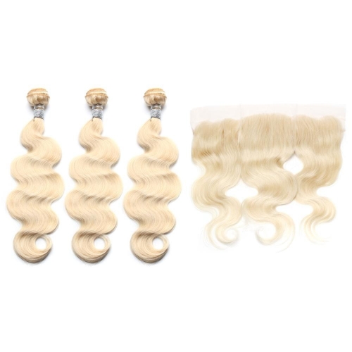 Spicyhair 100% human hair Fashional Looking  #613 3 Body Wave Bundles with 1 piece 13×4 lace frontal